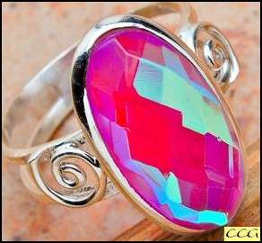 Sterling silver ring - PINK MOONGLOW TOPAZ - Dreams Collection (size 9.25 / R half to S half)