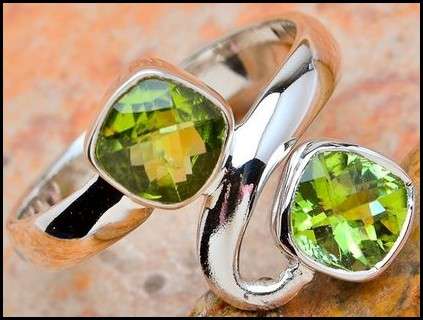 Sterling silver ring - PERIDOT - Dreams Collection (size 7.25 / O to P)