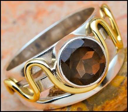 Sterling silver ring - SMOKY QUARTZ - Dreams Collection (size 7.75 / P to Q)