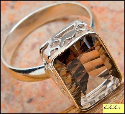 Sterling silver ring - SMOKY QUARTZ - Dreams Collection (size 9.25 / R half to S half)