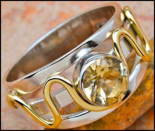 Sterling silver ring - CITRINE - Dreams Collection (size 9.25 / R half to S half)