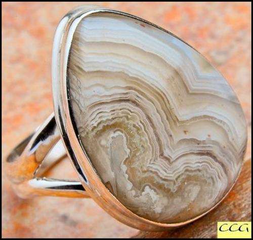 Sterling silver ring - LAGUNA AGATE - Dreams Collection (size 9.75 / S half to T half)