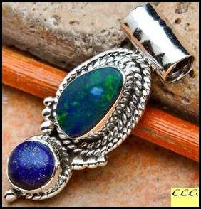 Sterling silver pendant - FIRE OPAL & LAPIS LAZULI - Dreams Collection