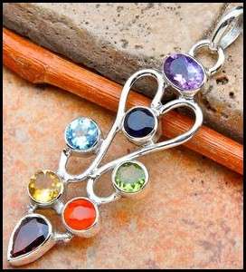 Sterling silver pendant - CHAKRA MIXED GEMSTONES - Dreams Collection