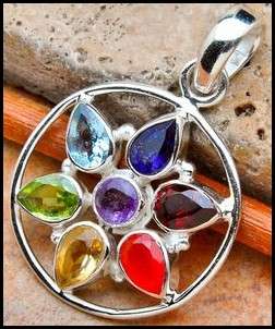 Sterling silver pendant - CHAKRA MIXED GEMSTONES - Dreams Collection