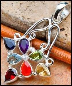 Sterling silver pendant - CHAKRA MIXED GEMSTONES - Dreams Collection