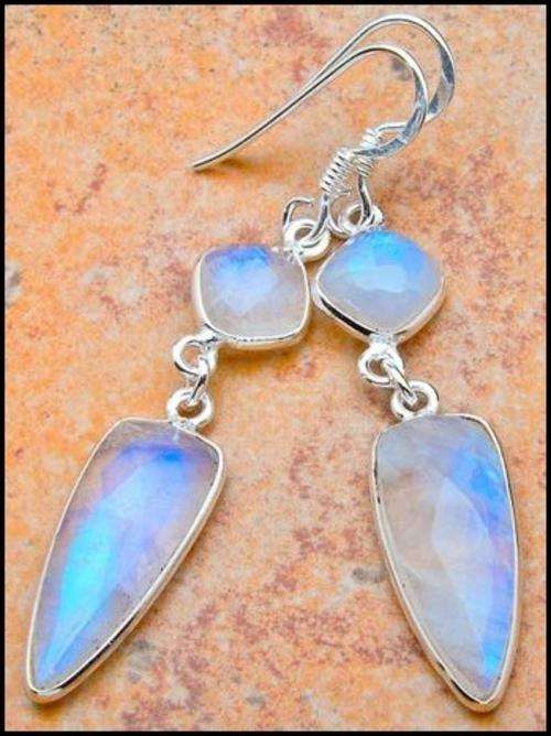 Sterling silver earrings - RAINBOW MOONSTONE - Dreams Collection