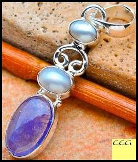 Sterling silver pendant - TANZANITE & PEARL - Dreams Collection