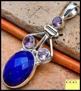 Sterling silver pendant - LAPIS LAZULI & AMETHYST - Dreams Collection