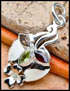 Sterling silver pendant - SMOKY QUARTZ, GARNET & PERIDOT - Dreams Collection