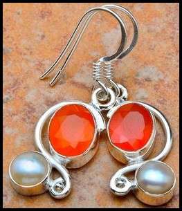 Sterling silver earrings - CARNELIAN and PEARL - Dreams Collection
