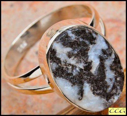 Sterling silver ring - ZEBRA STONE - Dreams Collection (size 9.75 / S half to T half)
