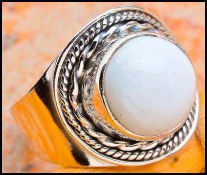 Sterling silver ring - SCOLECITE - Dreams Collection (size 8 / Q)