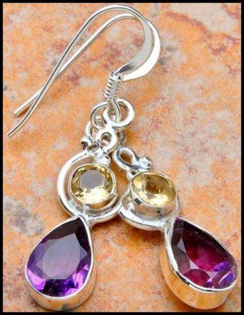 Sterling silver earrings - AMETHYST & CITRINE - Dreams Collection