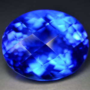 22.95 cts TANZANITE BLUE QUARTZ checkerboard oval facet (Brazil)