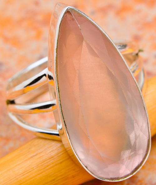 Sterling silver ring - ROSE QUARTZ - Dreams Collection (size 8.75 / Q half to R half)