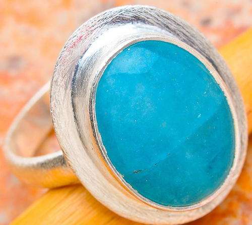 Sterling silver ring - BERYL / AQUAMARINE - Dreams Collection (size 8.25 / Q to Q half)