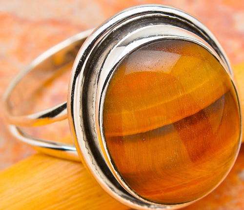 Sterling silver ring - TIGERS EYE - Dreams Collection (size 8.75 / Q half to R half)