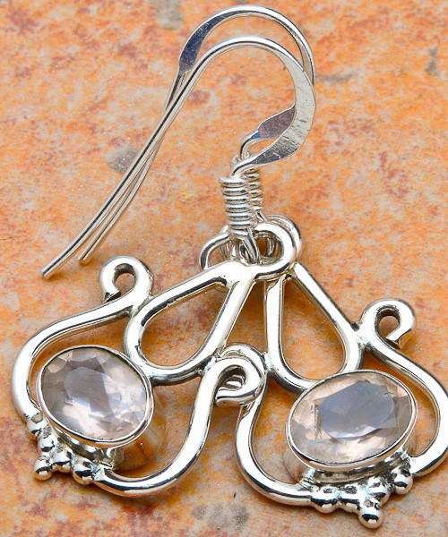 Sterling silver earrings - ROSE QUARTZ - Dreams Collection