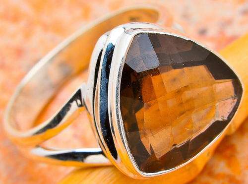 Sterling silver ring - SMOKY QUARTZ - Dreams Collection (size 10 / T half)