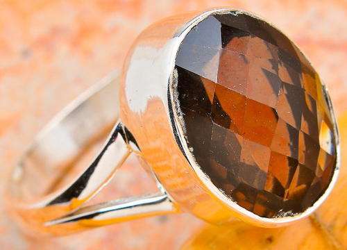 Sterling silver ring - SMOKY QUARTZ - Dreams Collection (size 9 / R half)