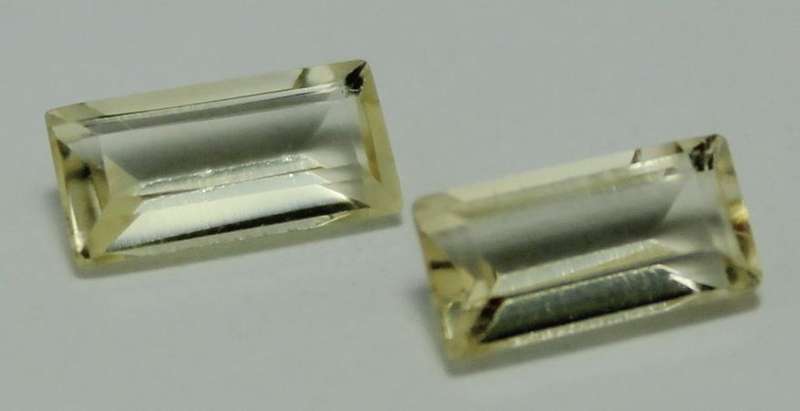SET of TWO gems! 100% Natural 1.35 cts CITRINE baguette facets (Brazil)