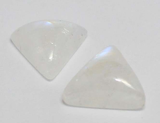Set of TWO gems - 100% Natural 3.7 cts RAINBOW MOONSTONE trillion cabochons (Sri Lanka)