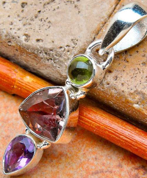 Sterling silver pendant - ALEXANDRITE, AMETHYST & PERIDOT - Dreams Collection