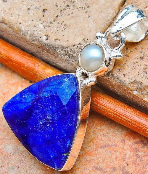 Sterling silver pendant - SAPPHIRE & PEARL - Dreams Collection