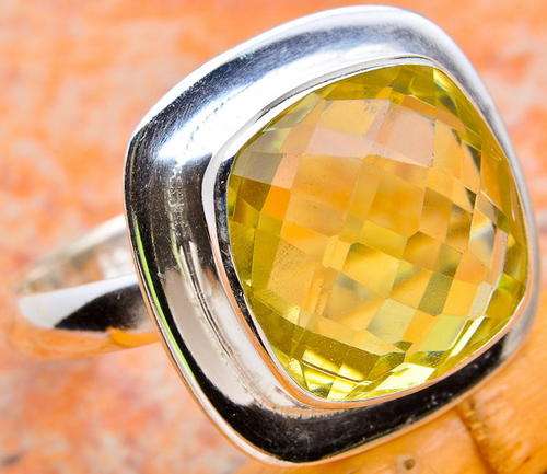 Sterling silver ring - LEMON CITRINE - Dreams Collection (size 11.5 / W half)