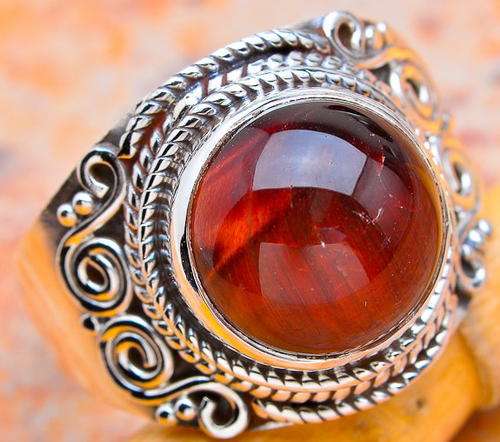 Sterling silver ring - RED TIGERS EYE - Dreams Collection (size 9 / R half)