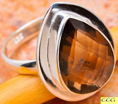 Sterling silver ring - SMOKY QUARTZ - Dreams Collection (size 11.5 / W half)