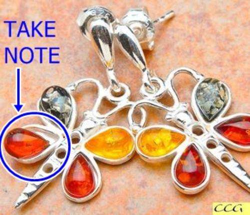 NOTED REJECT! Sterling silver earrings - BALTIC AMBER