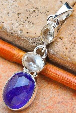 Sterling silver pendant - TANZANITE & QUARTZ - Dreams Collection