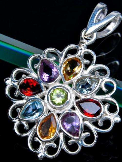 Sterling silver pendant - MIXED GEMSTONES - Dreams Collection