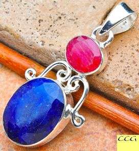 Sterling silver pendant - SAPPHIRE & RUBY - Dreams Collection