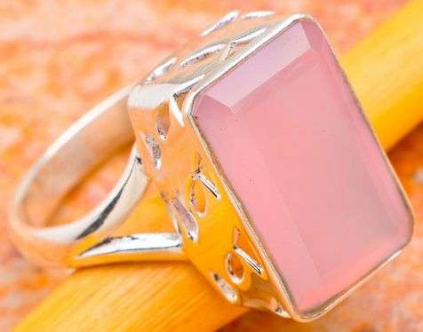 Sterling silver ring - ROSE QUARTZ - Dreams Collection (size 8 / Q)