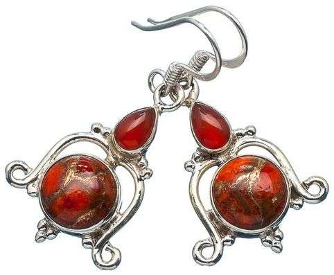Sterling silver earrings - ORANGE COPPER TURQUOISE & CARNELIAN - Dreams Collection