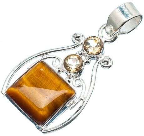 Sterling silver pendant - TIGER EYE & CITRINE - Dreams Collection