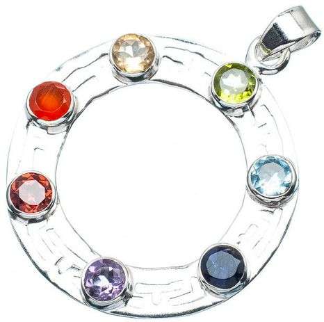 Sterling silver pendant - CHAKRA MIXED GEMSTONES - Dreams Collection
