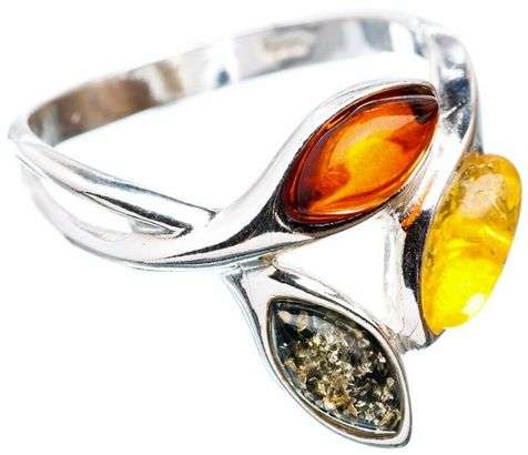 Sterling silver ring - BALTIC AMBER - Dreams Collection (size 7.75 / P to Q)