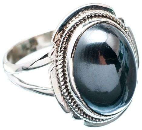 Sterling silver ring - HEMATITE - Dreams Collection (size 7.25 / O to P)