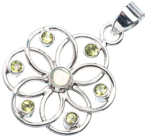 Sterling silver pendant - ETHIOPIAN OPAL & PERIDOT - Dreams Collection
