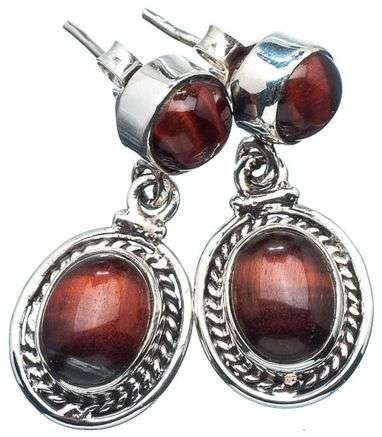 Sterling silver earrings - RED TIGER EYE - Dreams Collection