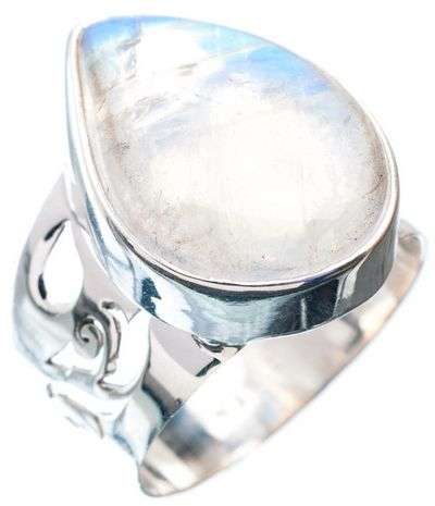 Sterling silver ring - RAINBOW MOONSTONE - Dreams Collection (size 8 / Q)