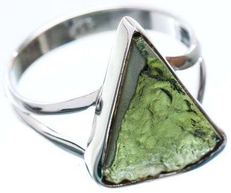 Sterling silver ring - MOLDAVITE - Dreams Collection (size 7.25 / O to P)