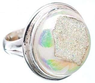 Sterling silver ring - TITANIUM DRUZY - Dreams Collection (size 6 / M)