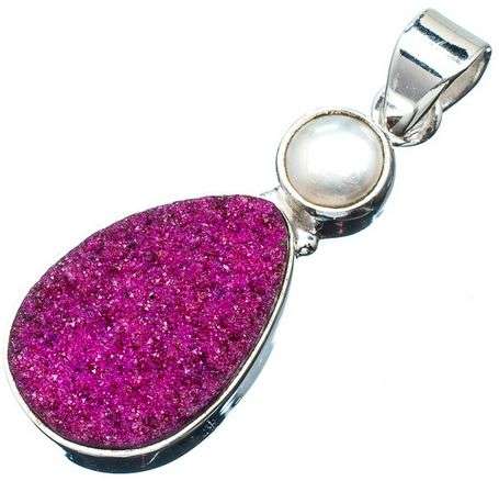 Sterling silver pendant - COBALTIAN CALCITE & PEARL - Dreams Collection