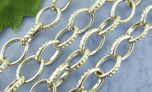 CHAIN Antique Silver NF 8x6mm textured oval (1 metre)
