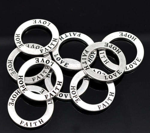 FAITH HOPE LOVE Connector Ring Antique Silver NF (sold individually)